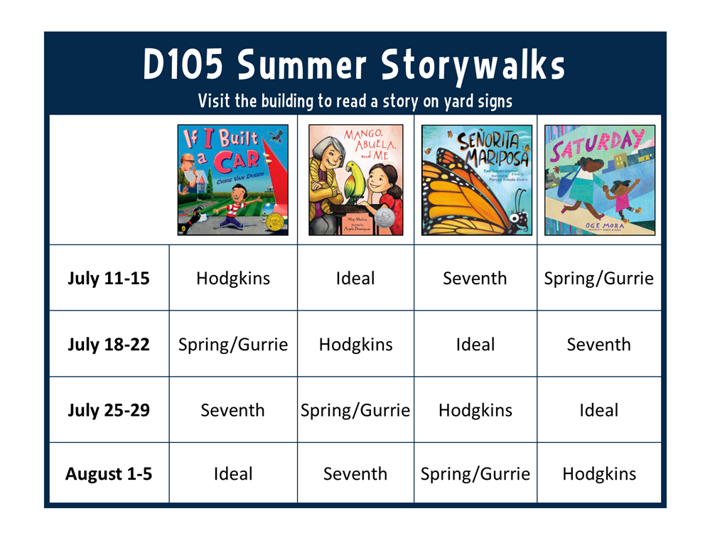 Summer Storywalk Schedule