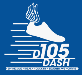  D105 Dash Logo of white shoe with wings out the back and school names on the bottom